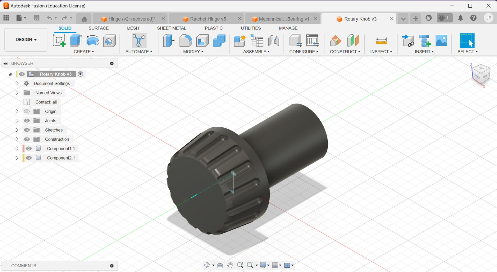 Rotary locking knob concept