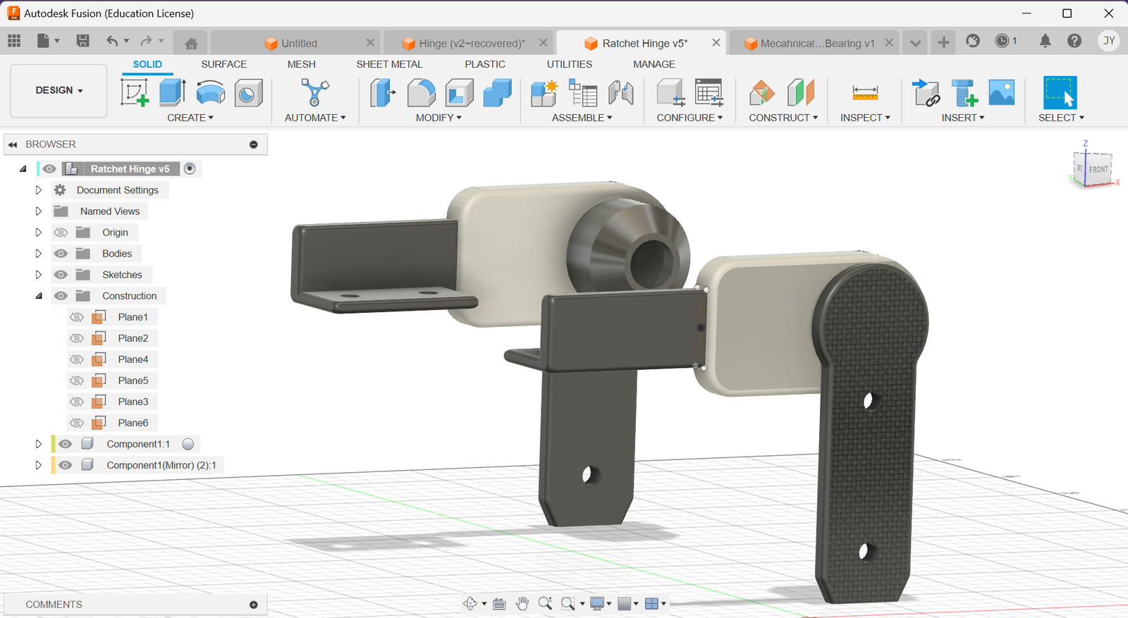 Ratcheting hinge concept